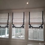 Anvige Home Textile Roman Shade Anvige Flat Roman Shades,Hardware For Installation Included,Window Treatment,Custom Roman Blinds,White With Black Geometric Trims