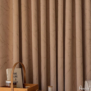 Anvige Home Textile European Curtain ANVIGE European Coffee Color Leaves Pattern Jacquard,Grommet Window Curtain Blackout Curtains For Living Room,52''Wx63''L,1 Panel