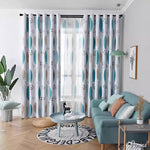 Anvige Home Textile Pastoral Curtain ANVIGE Pastoral Blue Leaves,Blackout Grommet Window Curtain Blackout Curtains For Living Room,52''Wx63''L,1 Panel