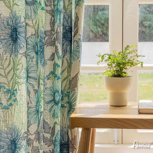Anvige Home Textile Pastoral Curtain ANVIGE Pastoral Green Floral,Grommet Window Curtain Blackout Curtains For Living Room,52''Wx63''L,1 Panel