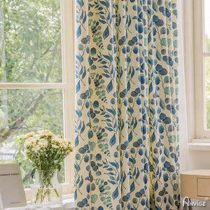 Anvige Home Textile Pastoral Curtain ANVIGE Pastoral High Quality Leaves Printed,Grommet Window Curtain Blackout Curtains For Living Room,52''Wx63''L,1 Panel