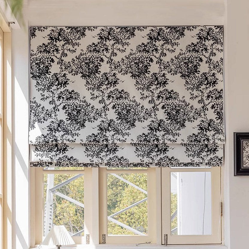 Anvige Home Textile Roman Shade Anvige Flat Roman Shades,Hardware For Installation Included,Window Treatment,Custom Roman Blinds ,Black Tree Printed