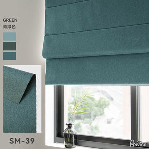 Anvige Home Textile Roman Shade Anvige Flat Roman Shades,Hardware For Installation Included,Window Treatment,Custom Roman Blinds,Full Blackout Solid Green Blue Color
