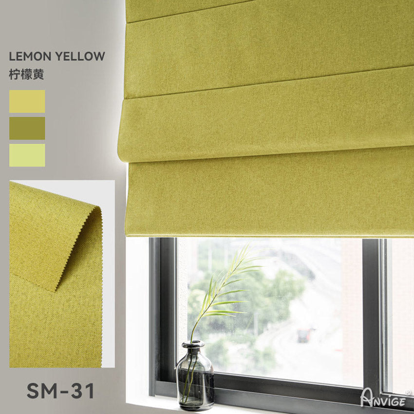Anvige Home Textile Roman Shade Anvige Flat Roman Shades,Hardware For Installation Included,Window Treatment,Custom Roman Blinds,Full Blackout Solid Lemon Yellow Color