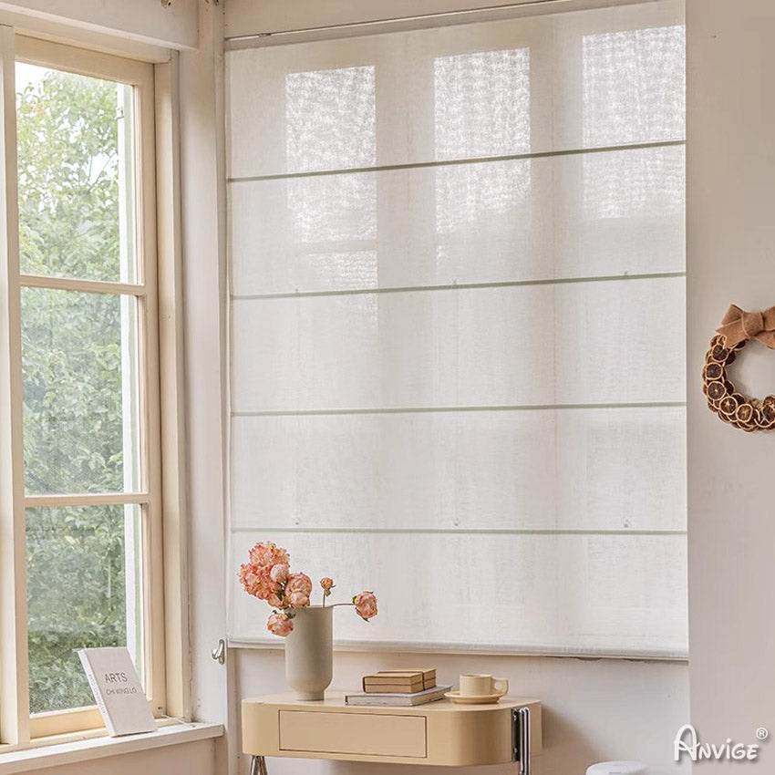 Anvige Home Textile Roman Shade Copy of Anvige Flat Roman Shades,Hardware For Installation Included,Window Treatment,Custom Roman Blinds ,Natural Linen Color