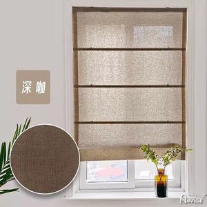 Anvige Home Textile Roman Shade Anvige Flat Sheer Roman Shades,Hardware For Installation Included,Window Treatment,Custom Sheer Roman Blinds ,Solid Coffee Color