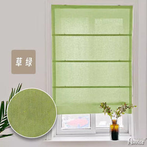 Anvige Home Textile Roman Shade Anvige Flat Sheer Roman Shades,Hardware For Installation Included,Window Treatment,Custom Sheer Roman Blinds ,Solid Green Color、
