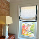 White With Black Border Trims Flat Relax Roman Shade For Living Room blackout roman shades custom roman shades flat roman shades Curtains