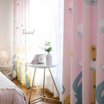 ANVIGE Cartoon Pink Color Animals Printed,Grommet Window Curtain Blackout Curtains For Living Room,52''Wx63''L,1 Panel