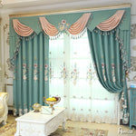 Anvige Home Textile Luxury Curtain ANVIGE Chinese Style Flowers Embroidered Curtain With Valance,Custom Made Blackout Window Drapes For Living Room