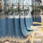 Anvige Home Textile Luxury Curtain ANVIGE European Blue Embroidered Curtains,Customized Valance,Window Treatment For Living Room