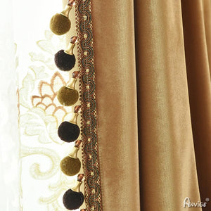 ANVIGE European Curtain Italy Cloth Embroidered Customized Valance,Blackout and Sheer Window Curtain With Grommet Top,52''Wx84''L,1 Panel