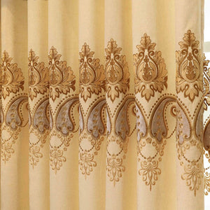 Anvige Home Textile Luxury Curtain ANVIGE European Embroidered Beige,Customized Valance,Blackout Window Curtains For Living Room