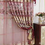 Anvige Home Textile Luxury Curtain ANVIGE European Embroidered Red,Customized Valance,Blackout Window Curtains For Living Room