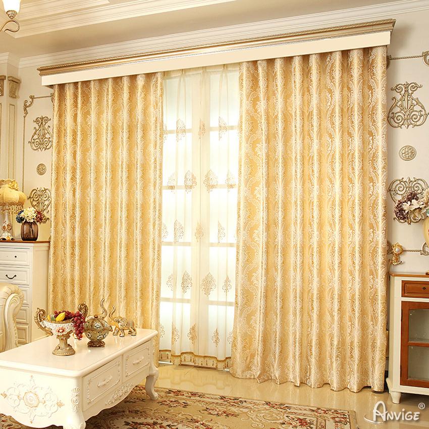 ANVIGE European Golden Color Embroidered Curtains Luxury Valance,Blackout and Sheer Window Curtain With Grommet Top,52''Wx84''L,1 Panel