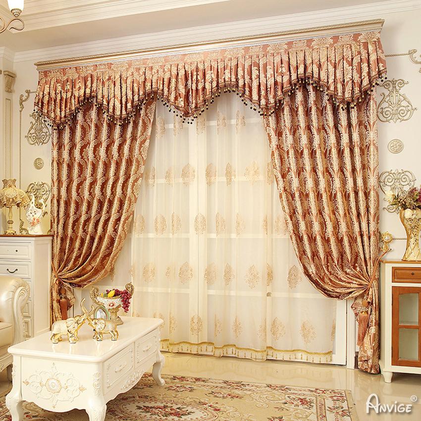 ANVIGE European Jacquard Curtains Luxury Valance,Blackout and Sheer Window Curtain With Grommet Top,52''Wx84''L,1 Panel