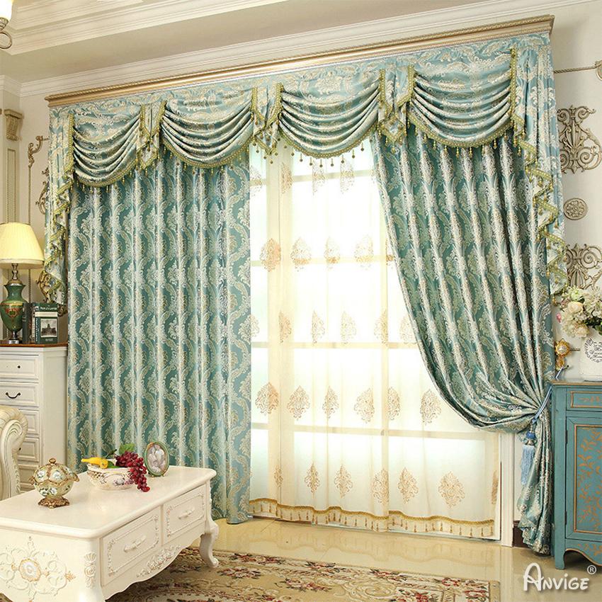 ANVIGE European Jacquard Customized Curtains Luxury Valance,Blackout and Sheer Window Curtain With Grommet Top,52''Wx84''L,1 Panel