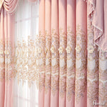 Anvige Home Textile Luxury Curtain ANVIGE European Pink Embossed Curtain With Valance,Custom Made Blackout Window Drapes For Living Room