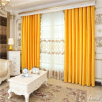 ANVIGE European Soft Feeling Yellow Curtains High Quality Valance,Blackout and Sheer Window Curtain With Grommet Top,52''Wx84''L,1 Panel