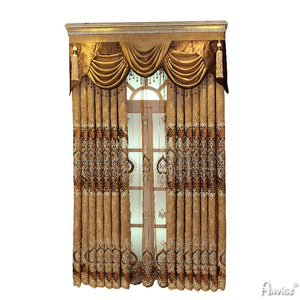 Anvige Home Textile Luxury Curtain ANVIGE Fashion Coffee Embroidered Curtains,Customized Valance,Window Treatment For Living Room