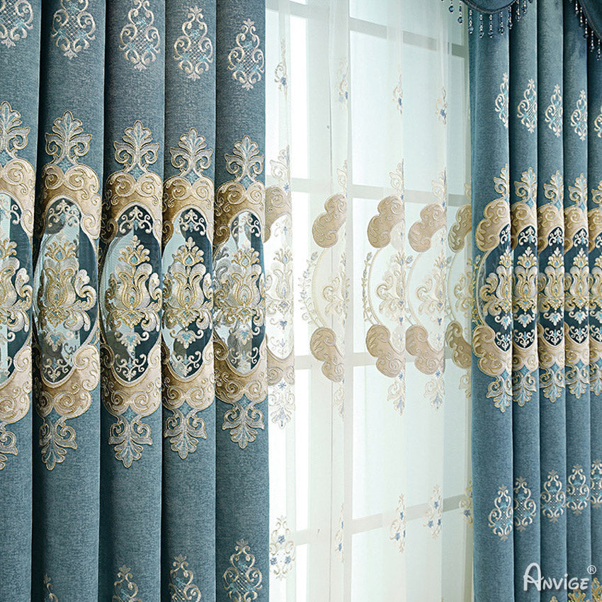 Anvige Home Textile Luxury Curtain ANVIGE Fashion Embroidered Curtains,Customized Valance,Window Treatment For Living Room