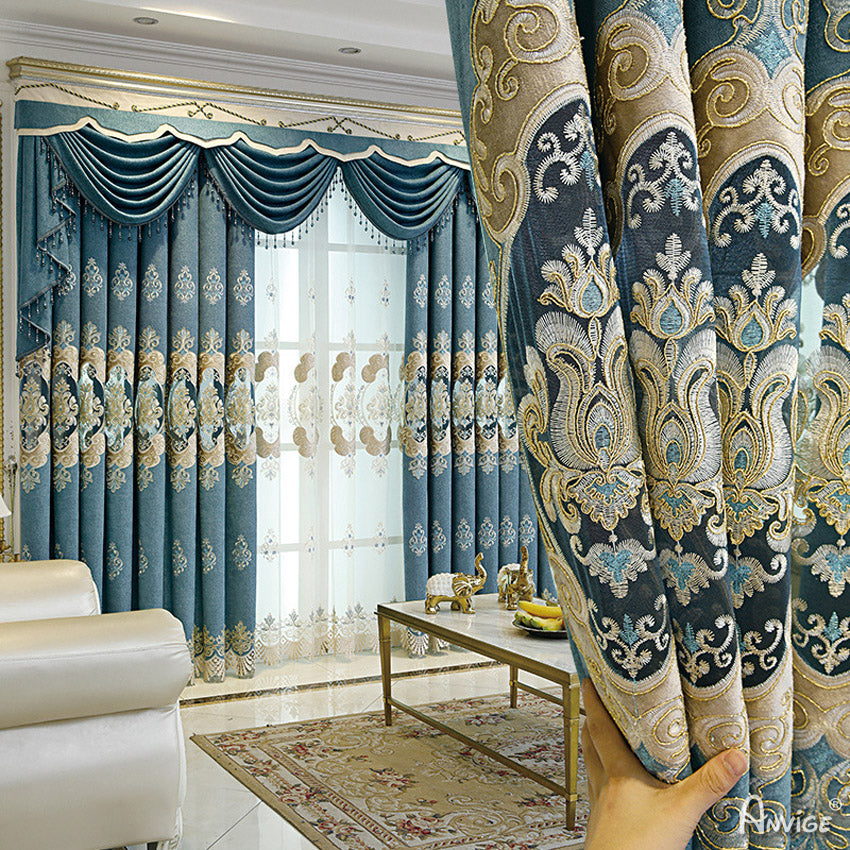 Anvige Home Textile Luxury Curtain ANVIGE Fashion Embroidered Curtains,Customized Valance,Window Treatment For Living Room