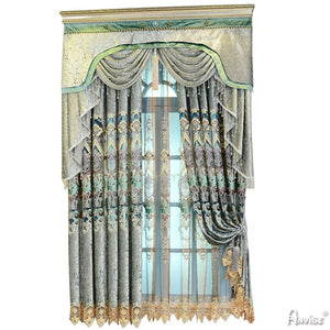 Anvige Home Textile Luxury Curtain ANVIGE Fashion Style Embroidered Valance,Custom Made Blackout Window Curtains For Living Room
