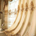 ANVIGE Jacquard European Embroidery Curtains for Living Room Customized Valance,Blackout and Sheer Window Curtain With Grommet Top,52''Wx84''L,1 Panel