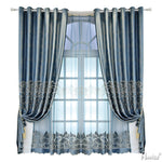 Anvige Home Textile Luxury Curtain ANVIGE Luxury Blue Velvet Fabric Striped Curtains,Customized Valance,Window Treatment For Living Room