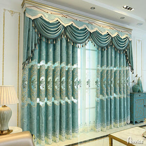 ANVIGE Modern Customzied Curtains Embroidered Valance,Blackout and Sheer Window Curtain With Grommet Top,52''Wx84''L,1 Panel