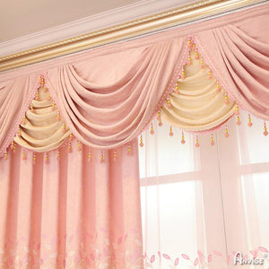 ANVIGE Modern Luxury Pink Embroidered Curtains High Quality Valance,Blackout and Sheer Window Curtain With Grommet Top,52''Wx84''L,1 Panel