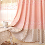 ANVIGE Modern Luxury Pink Embroidered Curtains High Quality Valance,Blackout and Sheer Window Curtain With Grommet Top,52''Wx84''L,1 Panel