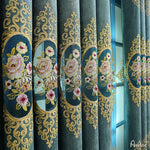 Anvige Home Textile Luxury Curtain ANVIGE New Arrival Blue Flowers Embroidered Curtains,Customized Valance,Window Treatment For Living Room