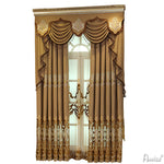 Anvige Home Textile Luxury Curtain ANVIGE New Arrival Coffee Embroidered Curtains,Customized Valance,Window Treatment For Living Room