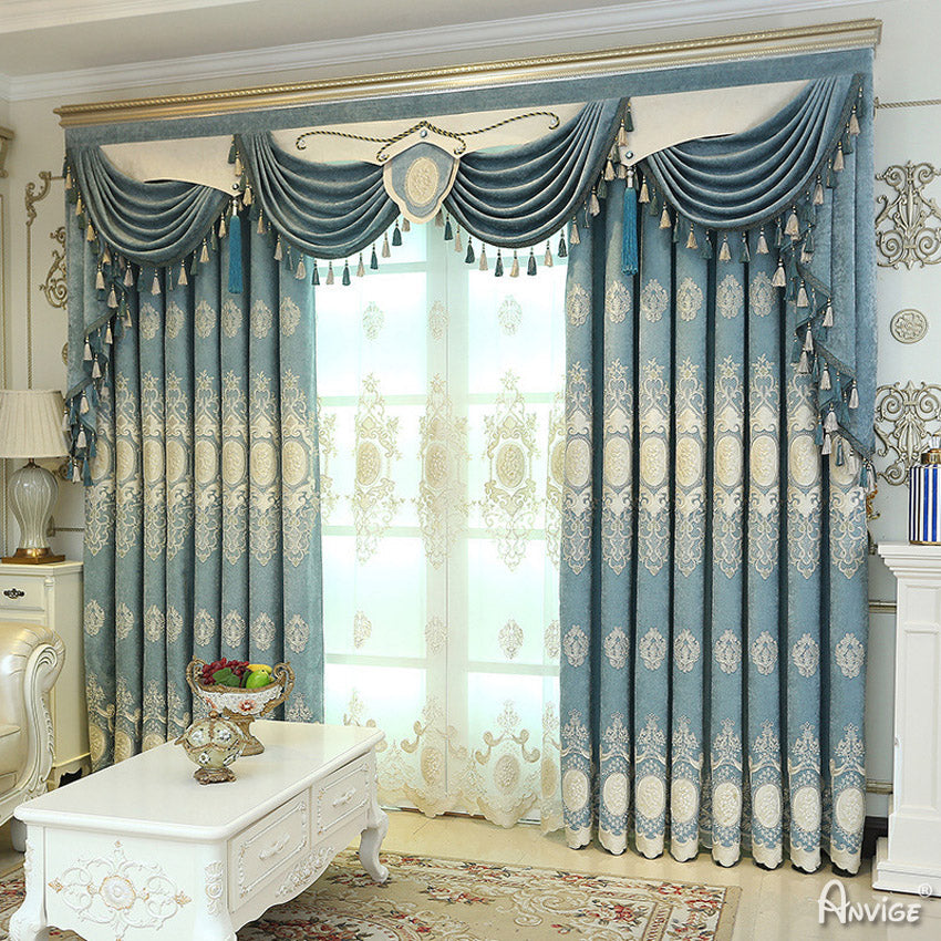 Anvige Home Textile Luxury Curtain ANVIGE New Arrival Embroidered Curtains,Customized Valance,Window Treatment For Living Room