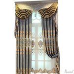 Anvige Home Textile Luxury Curtain ANVIGE New Embroidered Curtain With Valance,Custom Made Blackout Window Drapes For Living Room