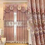 Anvige Home Textile Luxury Curtain ANVIGE New Pink Embroidered Curtains Luxury Valance,Custom Made Blackout Window Drapes For Living Room