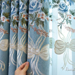 Anvige Home Textile Luxury Curtain ANVIGE Pastoral Blue Flowers Embroidered Curtains,Customized Valance,Window Treatment For Living Room