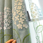 ANVIGE Pastoral Cotton Linen Hydrangea Embroidered Blackout Curtains Luxury Valance,Blackout and Sheer Window Curtain With Grommet Top,52''Wx84''L,1 Panel