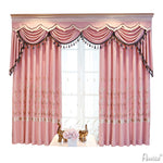 Anvige Home Textile Luxury Curtain ANVIGE Pastoral Leaves Embroidered Curtain With Valance,Custom Made Blackout Window Drapes For Living Room