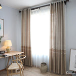 ANVIGE High Quality Modern Cotton Linen Fabric Embroidered ,Grommet Window Curtain Blackout Curtains For Living Room,52''Wx63''L,1 Panel