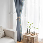 ANVIGE Modern Blue Color Curtains With Lace,Grommet Window Curtain Blackout Curtains For Living Room,52''Wx63''L,1 Panel