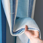 ANVIGE Modern Cotton Linen Blue Gradient Printed,Grommet Window Curtain Blackout Curtains For Living Room,52''Wx63''L,1 Panel