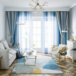 ANVIGE Modern Cotton Linen Blue Gradient Printed,Grommet Window Curtain Blackout Curtains For Living Room,52''Wx63''L,1 Panel
