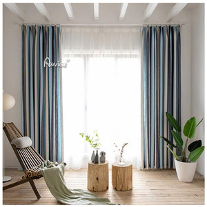 ANVIGE Modern Cotton Linen Colorful Striped Curtains,Grommet Window Curtain Blackout Curtains For Living Room,52''Wx63''L,1 Panel