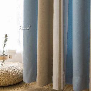 ANVIGE Modern Cotton Linen Colorful Striped,Grommet Window Curtain Blackout Curtains For Living Room,52''Wx63''L,1 Panel