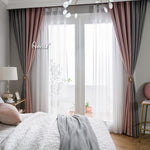 ANVIGE Modern Cotton Linen Grey and Pink Color,Grommet Window Curtain Blackout Curtains For Living Room,52''Wx63''L,1 Panel