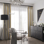 ANVIGE Modern Cotton Linen Striped,Grommet Window Curtain Blackout Curtains For Living Room,52''Wx63''L,1 Panel