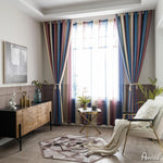 ANVIGE Modern Gradient Stripe Printing,Grommet Window Curtain Blackout Curtains For Living Room,52''Wx63''L,1 Panel