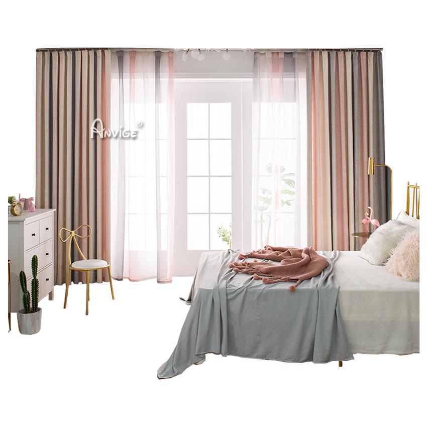 ANVIGE Modern Gradual Color Cotton Linen Printed,Grommet Window Curtain Blackout Curtains For Living Room,52''Wx63''L,1 Panel